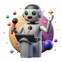 impressive rustic Robot Silhouette Giving Speech Cutout for Public Speaking high quality png