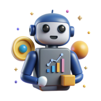 magnificent rustic Robot Silhouette with Chart Icon Isolated for Data Analysis genuine png