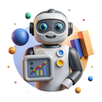 wonderful rustic Robot Silhouette with Chart Icon Isolated for Data Analysis professional png