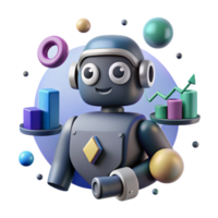 beautiful contemporary Robot Silhouette with Graph Icon Cutout for Business Presentations professional png