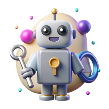 sbalorditivo rustico robot silhouette con chiave icona trasparente per accesso controllo professionale png