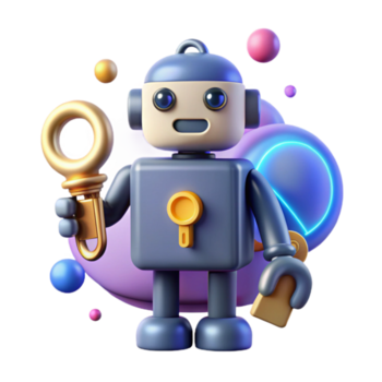 straordinario tradizionale robot silhouette con chiave icona trasparente per accesso controllo alto risoluzione png