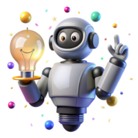 magnificent creative Robot Silhouette with Lightbulb Transparent for Innovation authentic png