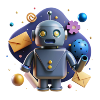 wonderful minimalist Robot Silhouette with Mail Icon Cutout for Communication detailed png