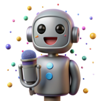 elegant abstract Robot Silhouette with Microphone Icon Transparent for Audio Recording original png