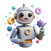 beautiful minimalist Robot Silhouette with Settings Icon Isolated for Customization professional png