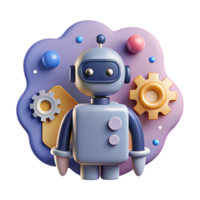 vibrant vintage Robot Silhouette with Settings Icon Isolated for Customization png