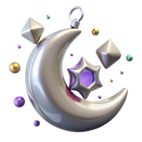 wonderful rustic Silver Pendant Crescent Moon Shape Isolated on Transparent Background png