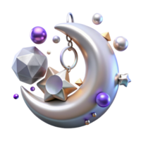 elegant abstract Silver Pendant Crescent Moon Shape Isolated on Transparent Background high resolution png