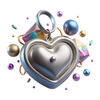 vibrant minimalist Silver Pendant Heart Shaped Design Cutout for Romantic Jewelry png