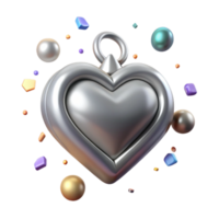 elegant minimalist Silver Pendant Heart Shaped Design Cutout for Romantic Jewelry detailed png