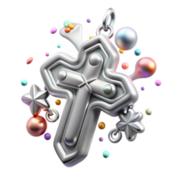 serene modern Silver Pendant Cross Design Isolated for Religious Jewelry premium png