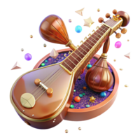 serene rustic Sitar Indian Music Instrument Cutout for Cultural Projects png