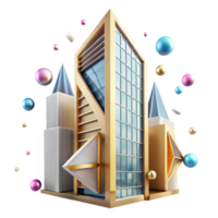 impressive traditional Skyscraper Facade Angular Design Perspective Cutout detailed png