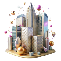 magnificent minimalist Skyscraper Facade Reflection City View Isolated professional png