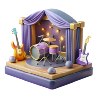 serene artistic Small Concert Stage with Instruments Cutout for Band Websites original png