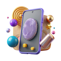beautiful abstract Smartphone with Fingerprint Sensor Security Transparent for Mobile Security detailed png