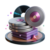 extraordinary creative Stack of Vinyl Records Side View Transparent png