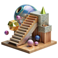 magnificent abstract Staircase with Wood and Metal Combination Isolated genuine png