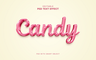 candy text effect with pink text psd