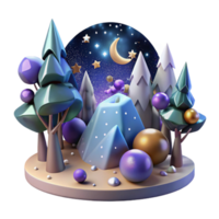 stunning artistic Starry Night Scene with Trees Transparent for Nature Inspired Graphics high resolution png