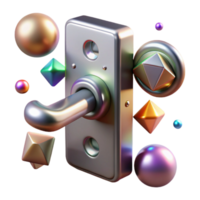 serene minimalist Steel Door Handle Deadbolt Compatible Isolated for Enhanced Security detailed png