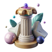 serene creative Stone Column Cutout Architectural Element for 3d Rendering authentic png