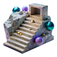serene abstract Stone Staircase with Natural Texture Isolated authentic png