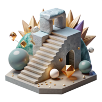 beautiful traditional Stone Staircase with Rustic Charm Isolated original png