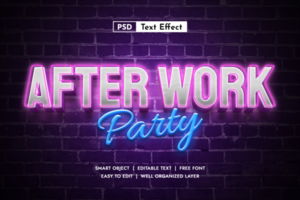 After work party 3d Editable Text Effect psd