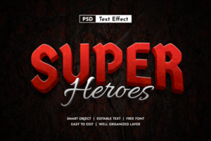 Super heroes 3d Editable Text Effect psd