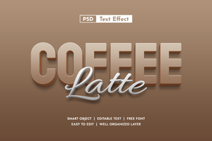 Coffee Latte 3d Editable Text Effect psd