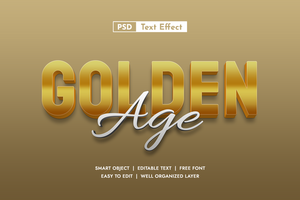 Golden age 3d Editable Text Effect psd
