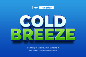 Cold Breeze 3d Editable Text Effect psd