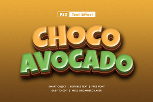 Choco Avocado 3d Editable Text Effect psd