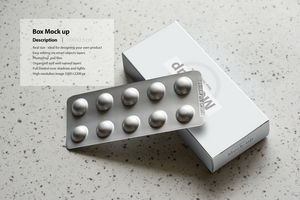 Pillbox with a loaf of tablets on granite background psd