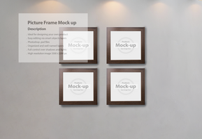 Square picture frames mock-up template on wall psd