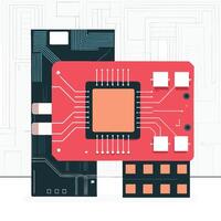 Illustrated Concept of a Printed Circuit Board with Technological Components vector