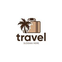 Travel logo design with palm tree vector
