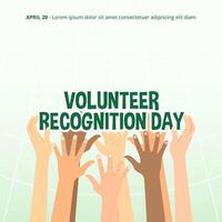Volunteer Recognition Day design with raising hands vector