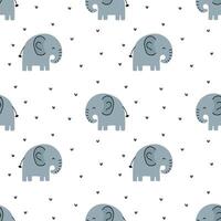Seamless pattern with cute elephant on white background. illustration in flat style vector