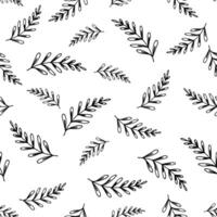 Seamless pattern black sketch leaves. floral background in trendy minimalistic linear style. vector