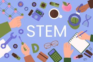 STEM education flat lay with science tools vector