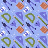 Seamless pattern with geometry and math tools vector
