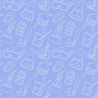 Seamless pattern with line art science icons vector