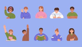 Students in classroom with different expressions vector