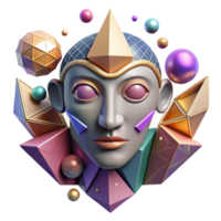 extraordinary creative Abstract Face with Geometric Patterns Isolated Cutout original png