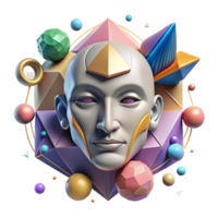 impressive vintage Abstract Face with Geometric Patterns Isolated Cutout premium png