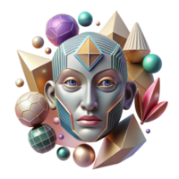 wonderful artistic Abstract Face with Geometric Patterns Isolated Cutout authentic png