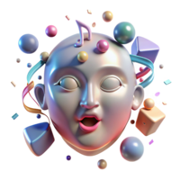 magnificent rustic Abstract Face with Musical Notes Cutout Transparent Background png